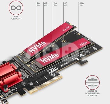 AXAGON PCIe 2x NVMe M.2 Controller | PCEM2-ND