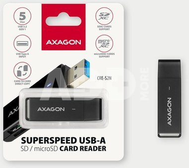 AXAGON Slim super-speed USB 3.2 Gen 1 card reader with a direct USB-A connector | CRE-S2N