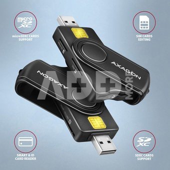 Axagon smart card reader + USB-C adapter CRE-SMP2A