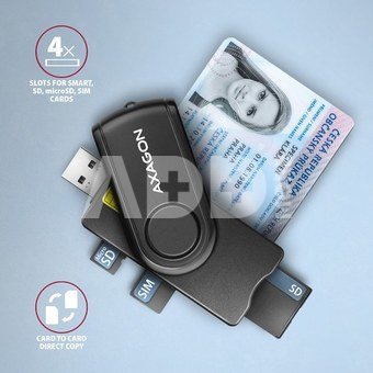 Axagon smart card reader + USB-C adapter CRE-SMP2A