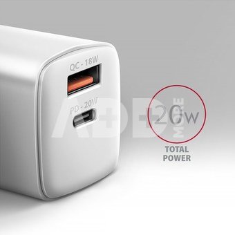 AXAGON Wallcharger 2x port (USB-A + USB-C), 20W | ACU-PQ20W
