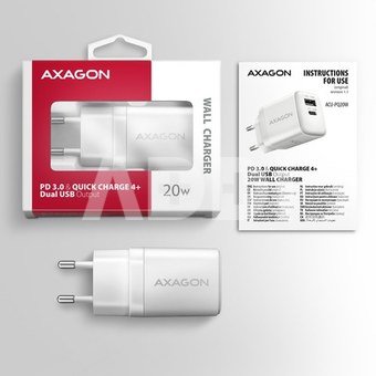 AXAGON Wallcharger 2x port (USB-A + USB-C), 20W | ACU-PQ20W
