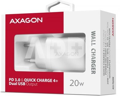AXAGON Wallcharger 2x port (USB-A + USB-C), 20W | ACU-PQ20W