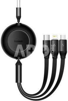 Baseus Bright Mirror 3, USB 3-in-1 cable for micro USB / USB-C / Lightning 66W / 2A 1.1m (Black)