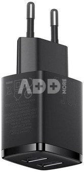 Baseus Compact Quick Charger, 2x USB, 10.5W (black)