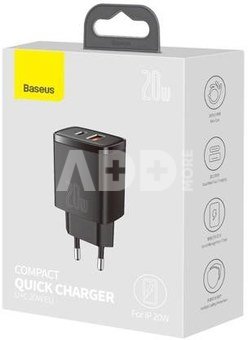 Baseus Compact Quick Charger USB and USB-C 20W EU