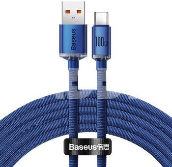 Baseus Crystal Shine cable USB to USB-C, 100W, 2m (blue)