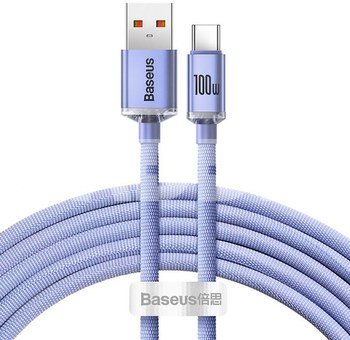 Baseus Crystal Shine cable USB to USB-C, 100W, 2m (purple)