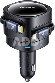 Baseus Enjoyment Max car charger with USB-C+Lightning cables 60W Black