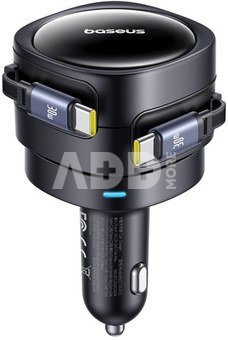 Baseus Enjoyment Max car charger with USB-C+USB-C cables 60W Black