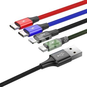 Baseus Fast USB Cable 4in1 - USB-A to 2x USB-C/Lightning/MicroB, 1.2m 3,5A - Black