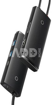 Baseus Lite Series Hub 6w1 USB-C to 2x USB 3.0 + USB-C + HDMI + SD/TF (black)
