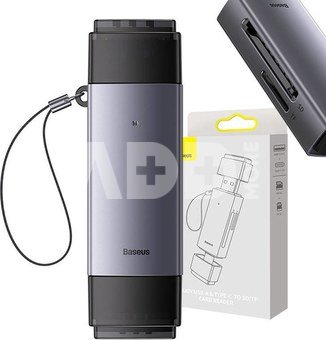 Baseus Lite Series SD/TF memory card reader, USB + USB-C (gray)