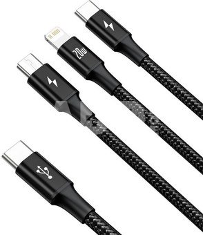 Baseus Baseus Rapid Series 3-in-1 1.5 m 20W USB-C to LightningSeries 3-in-1 cable USB-C For M+L+T 20W 1.5m Black