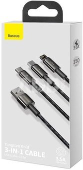 BASEUS Tungsten Gold One-for-three Fast Charging Black