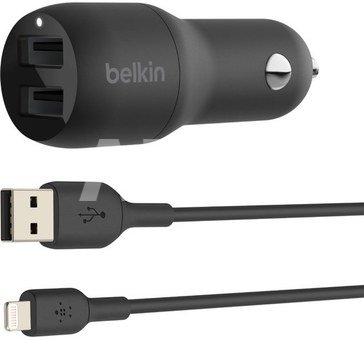 Belkin USB-A Car Charger 24W 1m Lightning-Cable CCD001bt1MBK