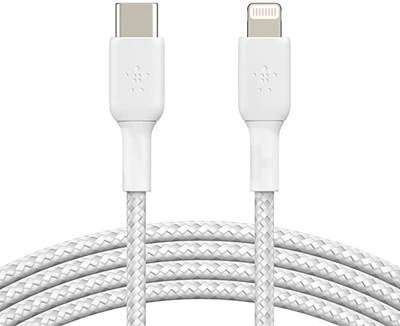 Belkin Lightning/USB-C Cable 2m braided, mfi cert., white