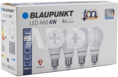 Blaupunkt LED lamp E27 6W 4pcs, natural white