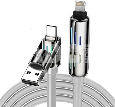 Blitzwolf BW-HDC6 4-in-1 USB-C/USB-A to USB-C/Lightning cable 1.2m 240W RGB (gray)