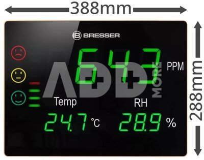 BRESSER CO2 matavimo prietaisas "Smile XXL" su švieslentėmis ir itin dideliu LED ekranu