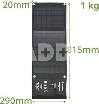 BRESSER mobilus saulės įkroviklis 21 vatų su USB ir nuolatinės srovės išvestimi