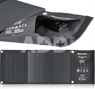 BRESSER mobilus saulės įkroviklis 21 vatų su USB ir nuolatinės srovės išvestimi