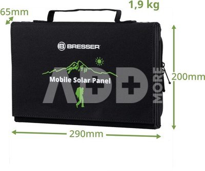 BRESSER mobilus saulės įkroviklis 40 vatų su USB ir nuolatinės srovės išvestimi