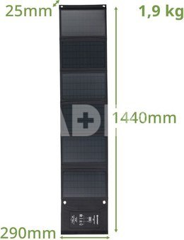 BRESSER mobilus saulės įkroviklis 40 vatų su USB ir nuolatinės srovės išvestimi