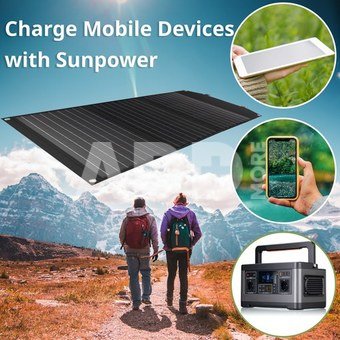 BRESSER mobilus saulės įkroviklis 90 vatų su USB ir nuolatinės srovės išvestimi