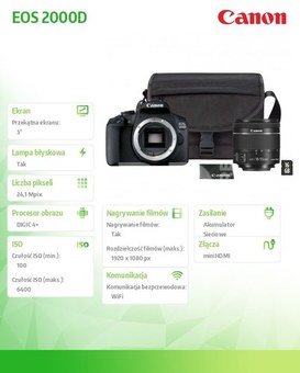 Canon EOS 2000D BK 18-55 IS EU26 VUK 2728C013