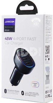 Car charger Joyroom JR-CL09, 4-port, 1x USB-C PD, 1x QC3.0 USB, 2x USB (black)