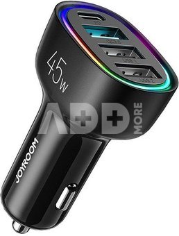 Car charger Joyroom JR-CL09, 4-port, 1x USB-C PD, 1x QC3.0 USB, 2x USB (black)