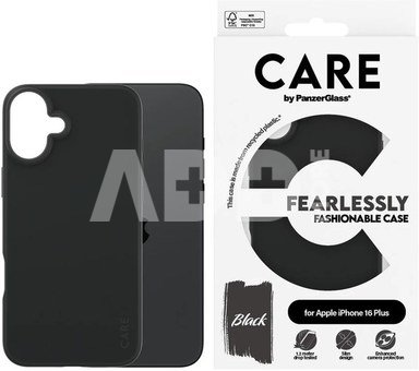 CARE by PanzerGlass Case Fashion | Back protection | Apple | iPhone 16 Plus | Recycled plastic | Black