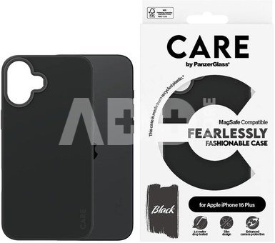 CARE by PanzerGlass Case Fashion | Back protection | Apple | iPhone 16 Plus | Recycled plastic | Black | MagSafe