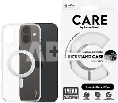 CARE by PanzerGlass Case Feature | Back protection | Apple | iPhone 16 Plus | Recycled plastic | Silver | Kickstand & MagSafe