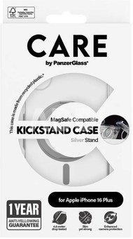 CARE by PanzerGlass Case Feature | Back protection | Apple | iPhone 16 Plus | Recycled plastic | Silver | Kickstand & MagSafe