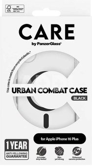 CARE by PanzerGlass Case Flagship | Back protection | Apple | iPhone 16 Plus | Recycled plastic | Transparent/Black | MagSafe