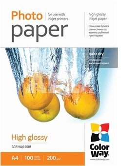 ColorWay High Glossy Photo Paper, 100 sheets, A4, Weight 200 g/m²