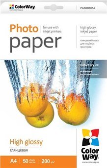 ColorWay High Glossy Photo Paper, A4, 200 g/m2, 50 sheets