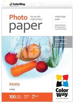 ColorWay Matte Photo Paper, 10x15, 190 g/m2, 100 sheets