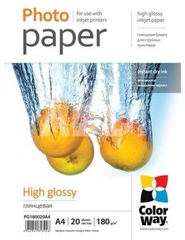 ColorWay High Glossy Photo Paper,180g/m, 20 sheets, A4