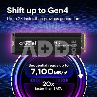 Crucial P310 Gen4 2280 2TB NVMe PCIe M.2 SSD mit heatsink