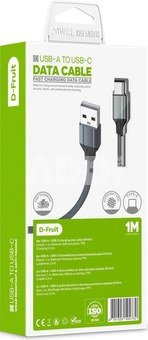 D-Fruit cable USB-A - USB-C 1m, grey (DF441C)