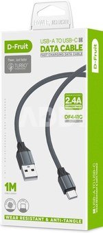 D-Fruit cable USB-A - USB-C 1m, grey (DF441C)