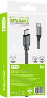 D-Fruit cable USB-C - Lighting DF163 1m, grey