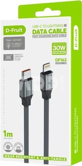 D-Fruit cable USB-C - Lighting DF163 1m, grey