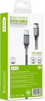 D-Fruit cable USB - C-USB-C 1m, grey (DF440C)
