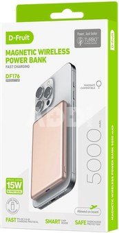 D-Fruit power bank 5000mAh Wireless DF176, pink
