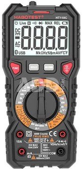 Digit&aacute;ln&iacute; multimetr se sv&iacute;tilnou Habotest HT118C, True RMS, NCV, testov&aacute;n&iacute; bateri&iacute;