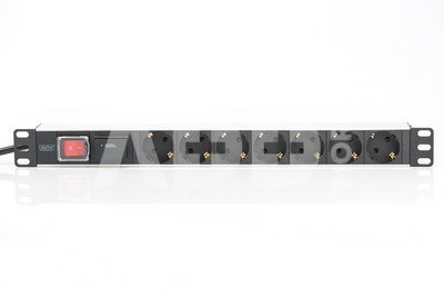 Digitus 1U Aluminum PDU, rackmountable, 7x safety outlet 16A Plug, 250VAC 50/60Hz, switch, surge protection DN-95407 2 m